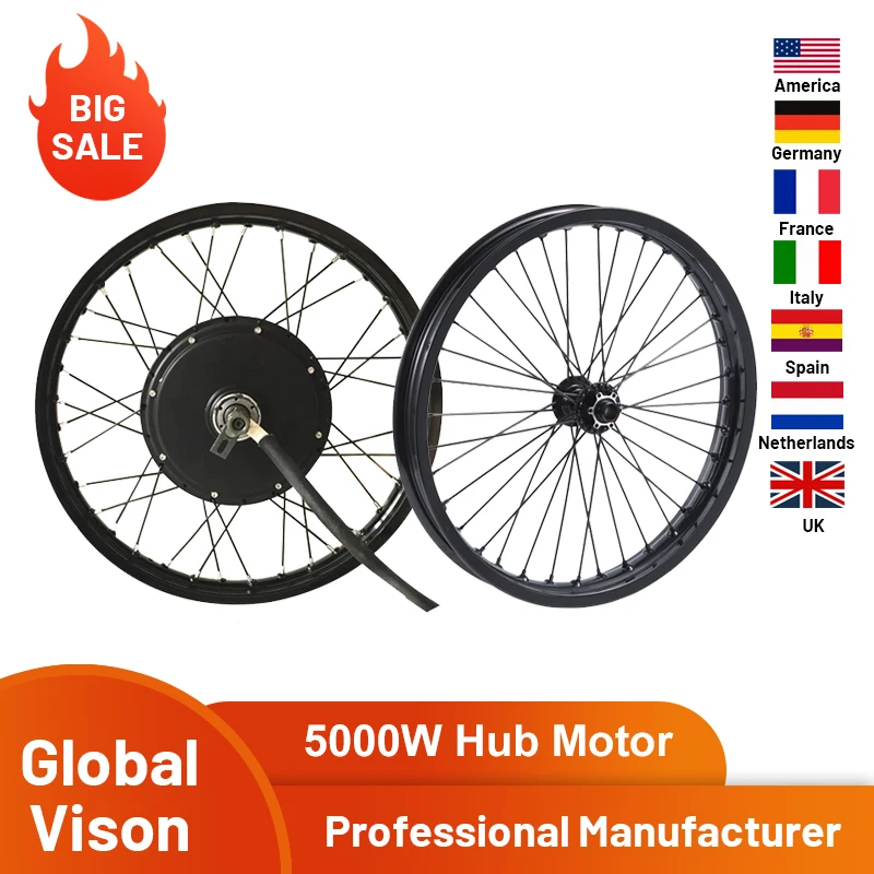 

50H QS V3 48v-120v 5000w electric bike hub motor wheel kit macthing with front wheel with hub 20mm e bike kit