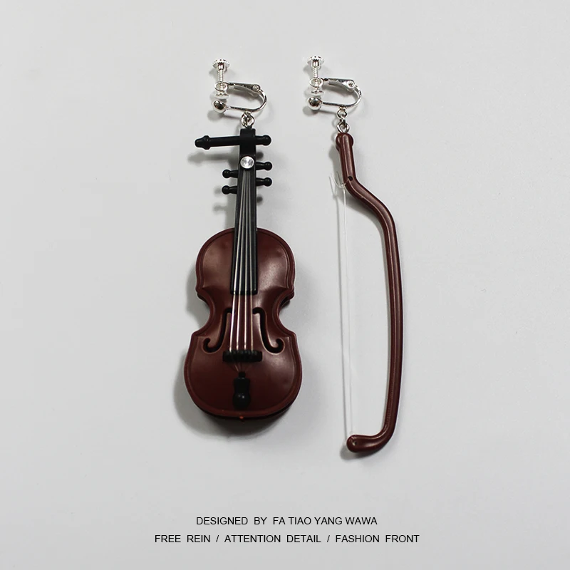 Оригинальные ювелирные изделия, креативные серьги, зажим для ушей в стиле барокко для скрипки