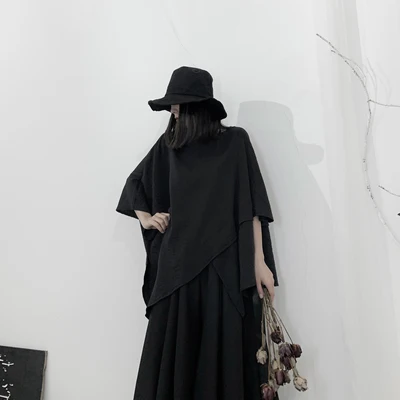 Женская Асимметричная футболка белая большого размера с круглым вырезом и