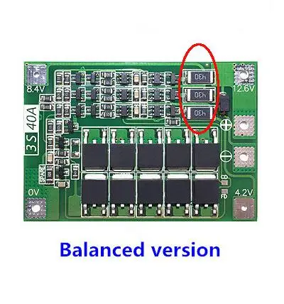 3S 40A литий-ионная батарея зарядное устройство Lipo ячеечный модуль PCB плата защиты BMS для сверлильного двигателя 12,6 в с балансом - Цвет: Balanced version