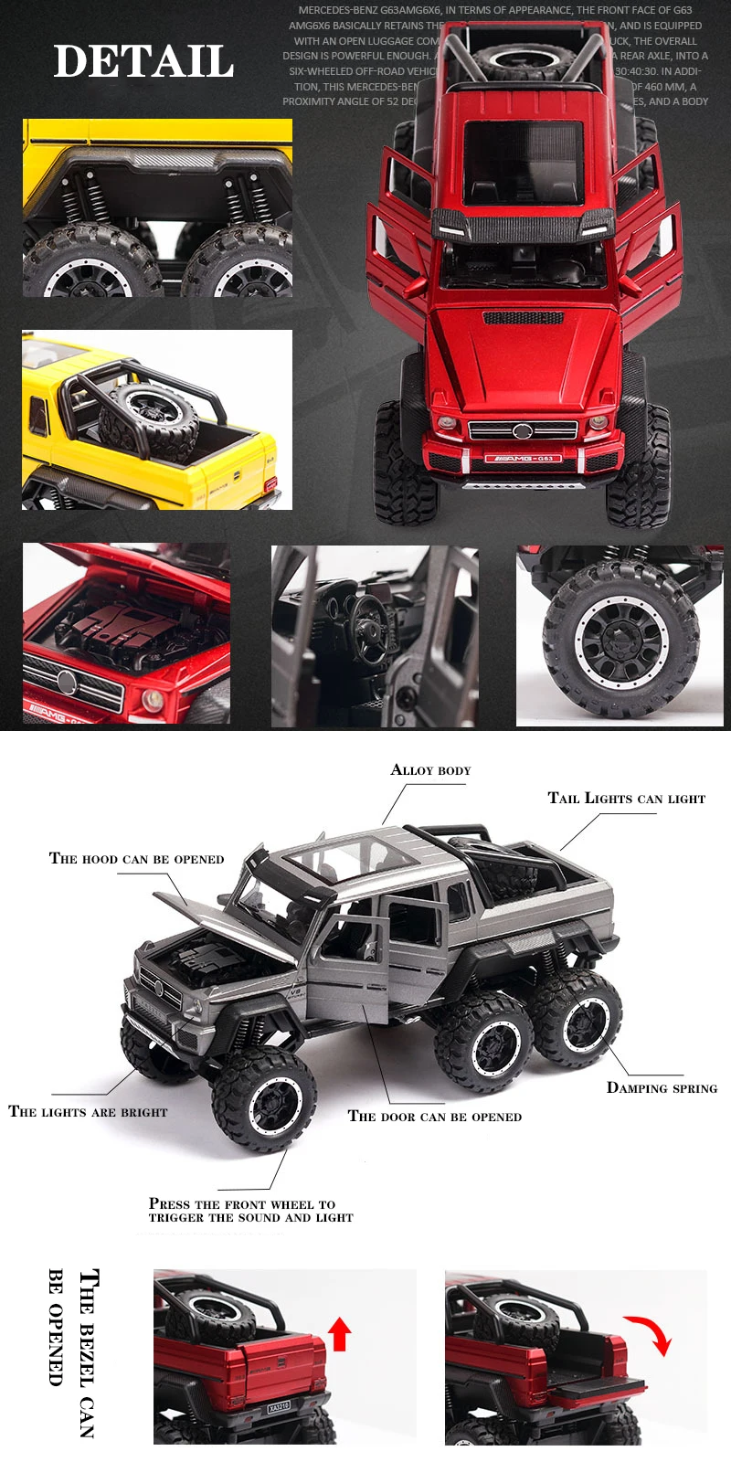 1:32 Масштаб AMG G63 6X6 пикап Внедорожник внедорожный металлический сплав модель автомобиля литые автомобили игрушки для детей Подарки для детей