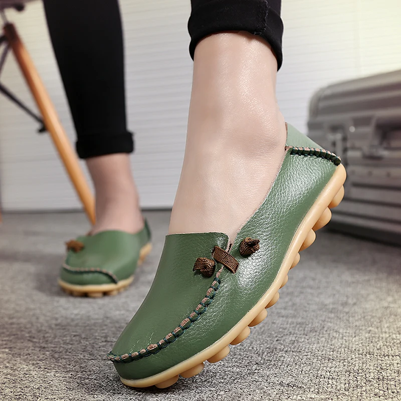 Туфли женские из натуральной кожи без застежки лоферы повседневная обувь