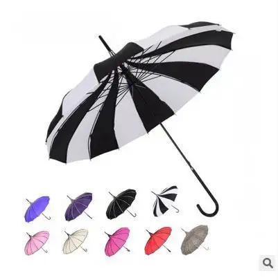 

(15 pcs/lot) Creative Design Black And White Striped Golf Umbrella Long-handled Straight Pagoda Umbrella