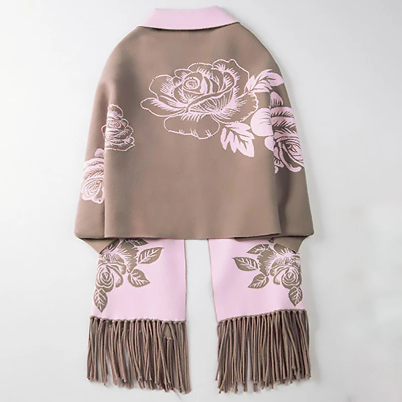 Весна 2020 высококачественный трикотаж с шалевым воротником Женский двусторонний