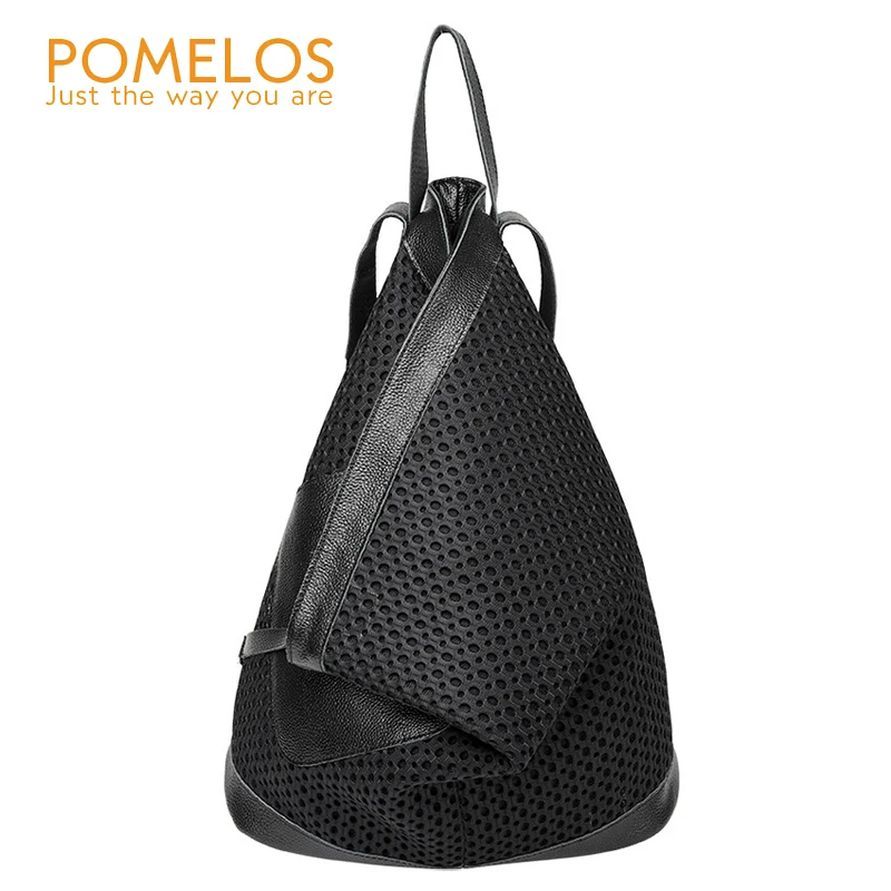 POMELOS 2020 модный новый женский рюкзак отличное качество кожа однотонный черный