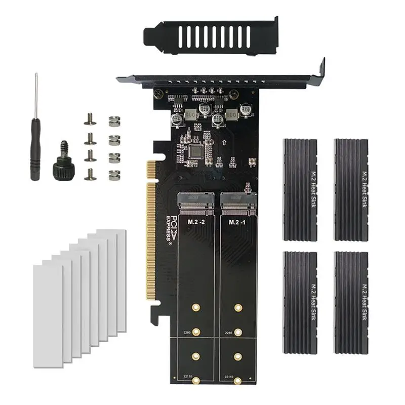 

PCIe to M2 Adapter Card PCIe X16 4 port M2 NVME M Key SSD converter M.2 PCI express X16 adapter VROC RAID Expansion Card