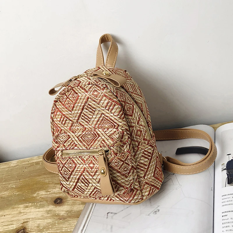 4 шт./лот соломенный тканый Летний Пляжный Рюкзак женский рюкзак повседневный