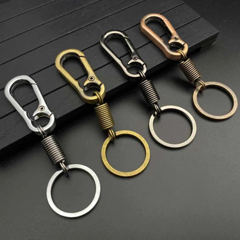 

Bag Keychain Key Ring Spring Gourd Buckle Belt Clip Loop Metal Chain Men Fashion Stainless Steel Car Keychain Bag Accessories