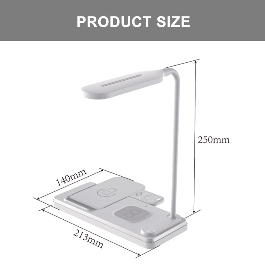 led desk lamp with wireless charger dimmable table lamp for iphone 12 13pro airpods mobile phone charging holder fast charging free global shipping