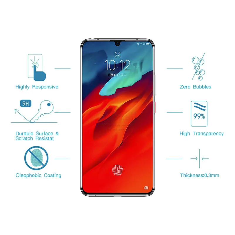 Закаленное стекло с полным покрытием для Lenovo Z6 lite 2 шт.|Защитные стёкла и плёнки