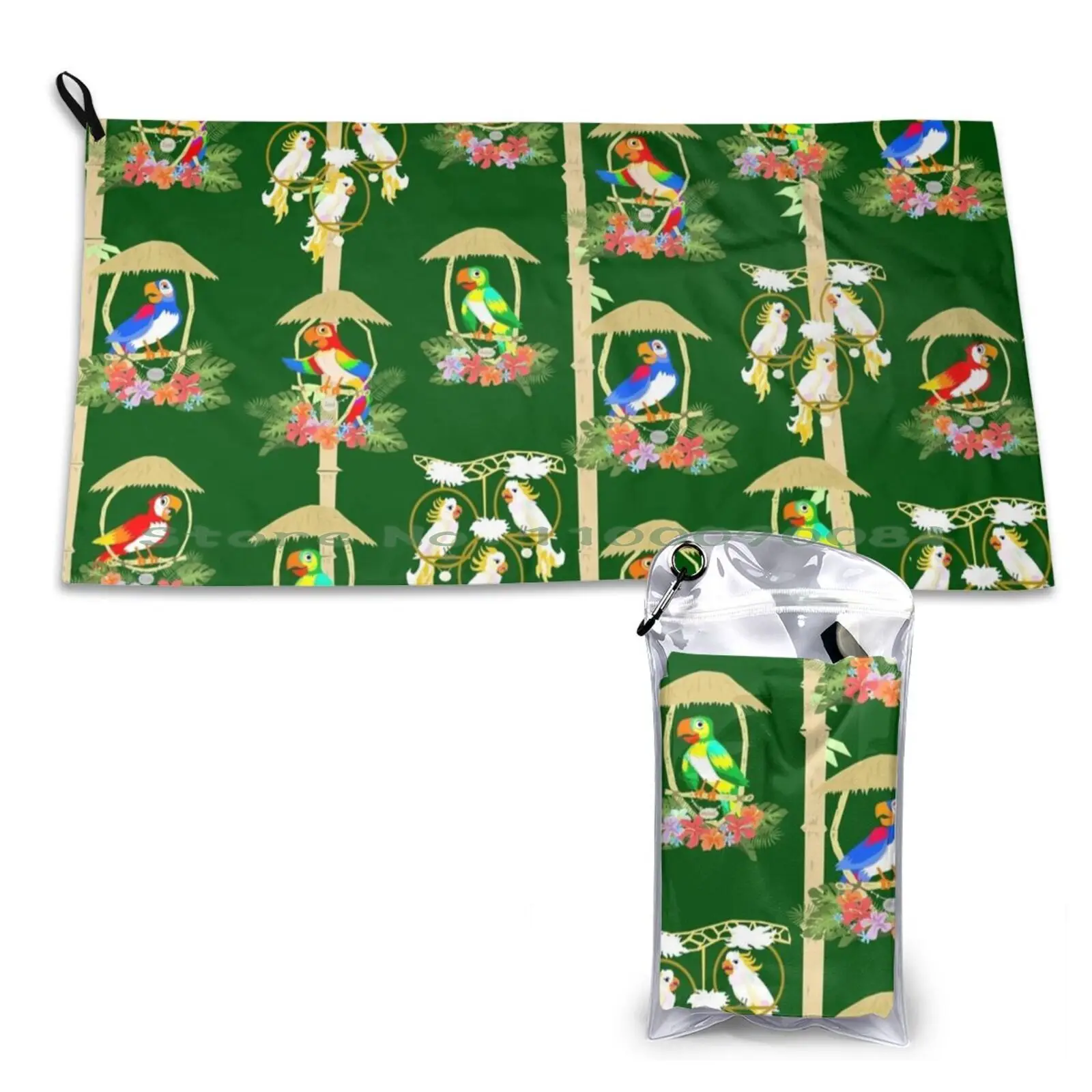 

Быстросохнущее полотенце Tiki Room с птицами для спортзала, Спортивная портативная комната для Тики, зачарованная тропическая сиренада, Тропич...