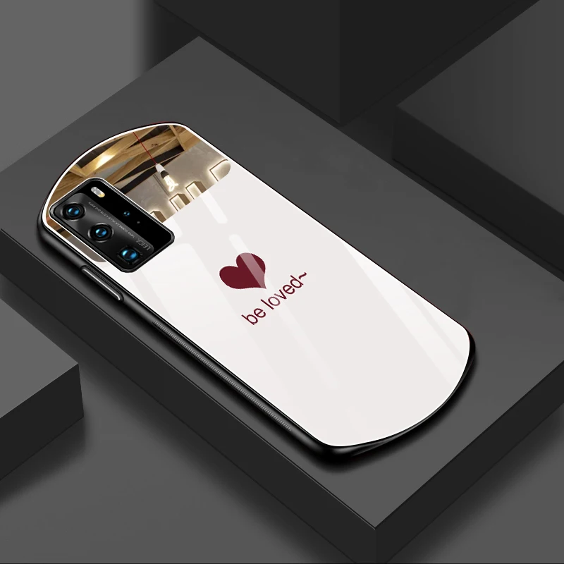 

Luxury Cute Oval Heart-shaped Tempered Glass Phone Case For Huawei P40 P30 Mate 40 30 20 Pro Nova 8 7 6 5 Mirror Silicone Cover