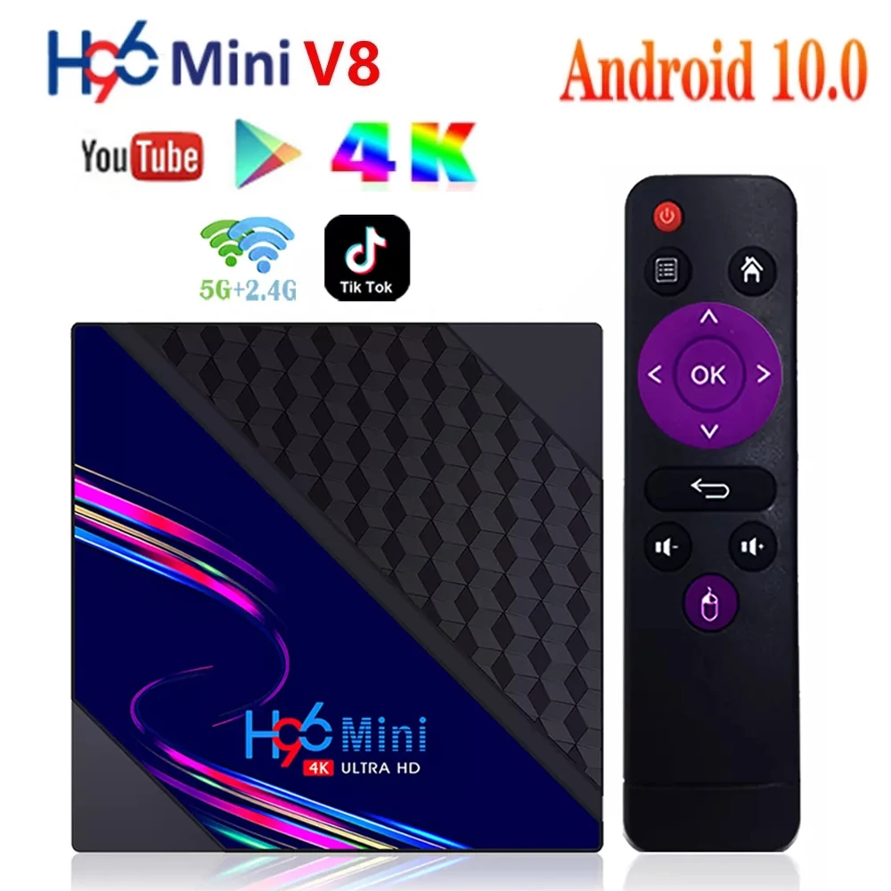 

4K H96 Mini V8 Smart TV Box RK3228A Android 10 телеприставка 2 Гб 16 Гб для Youtube Media Player