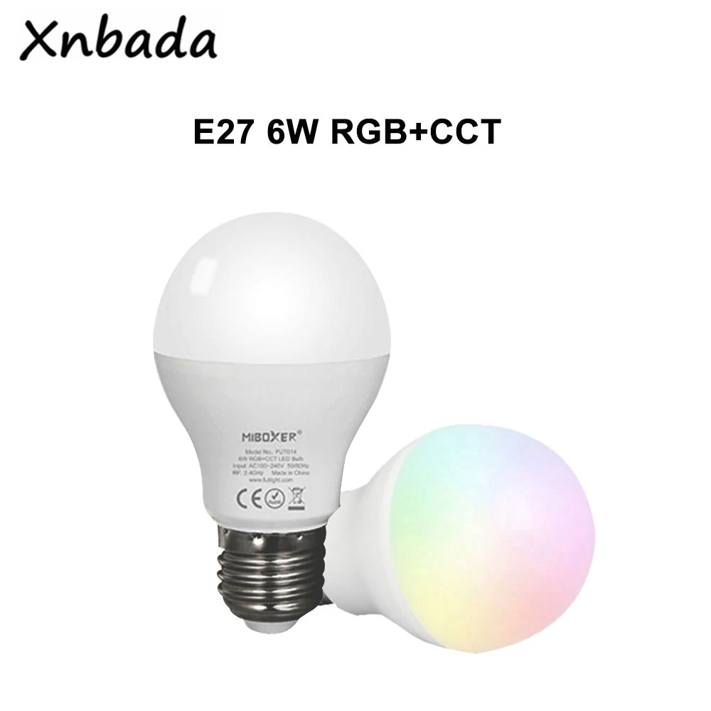 Miboxer 2 4G FUT014 E27 6 Вт RGB + CCT светодиодный светильник лампа AC100 ~ 240V 50/60Hz Применение
