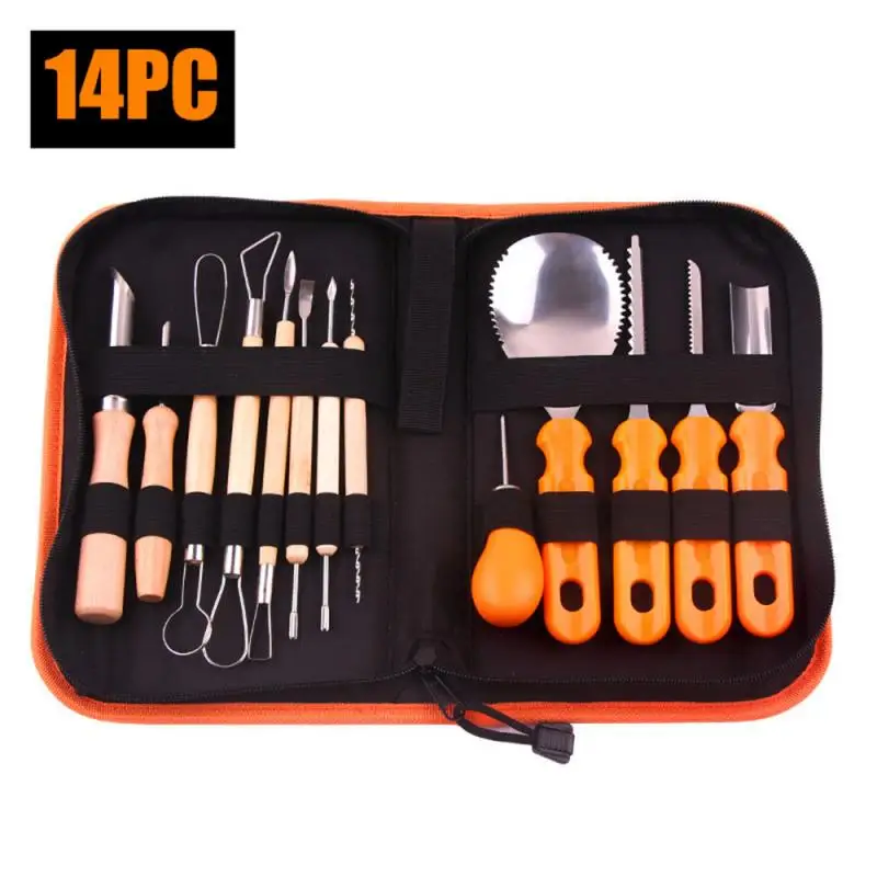 

14/13/8/5Pcs Halloween Professional Stainless Steel Pumpkin Carving Tools Pumpkin Light Decor Reusable DIY Carve Tool Set Decor