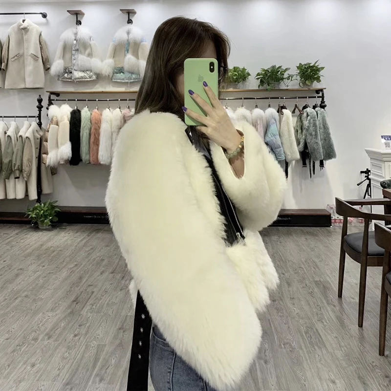 Новая стильная модная куртка из натуральной кожи Женская Шуба с кожаным ремнем