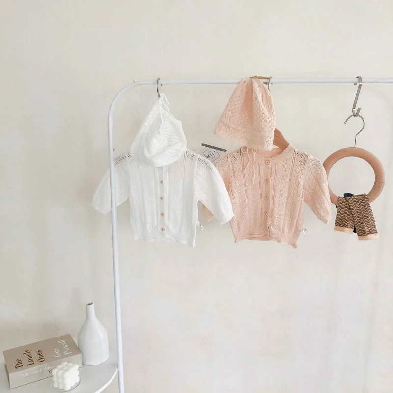 

2020 Spring Autumn New Sweet Solid Color Cardigan Toddler Sweater Long Sleeve Knitted Hollow Coat