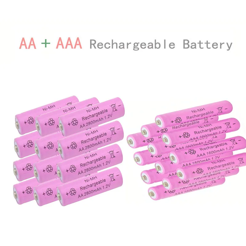 MJKAA 24/40 шт. AA 1,2 V 2800 мА/ч, металл-гидридных или никель Перезаряжаемые Батарея+ AAA 1,2 v 1600 мА/ч, никель-металл-гидридного Перезаряжаемые батареи