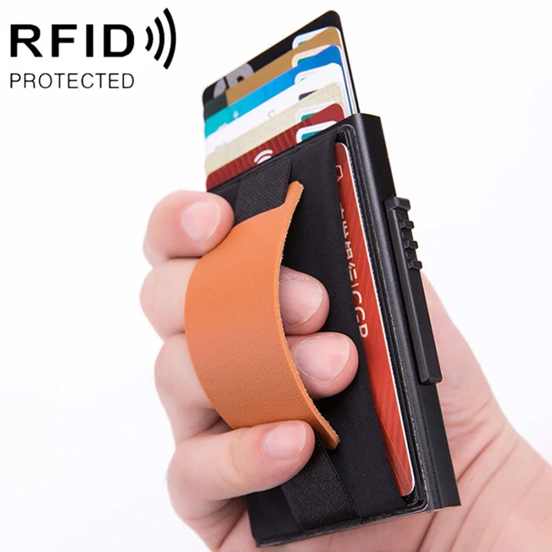 

Смарт-кошелек RFID, держатель для кредитных карт, металлический тонкий мужской кошелек, пропуск, секретный всплывающий минималистичный кошел...
