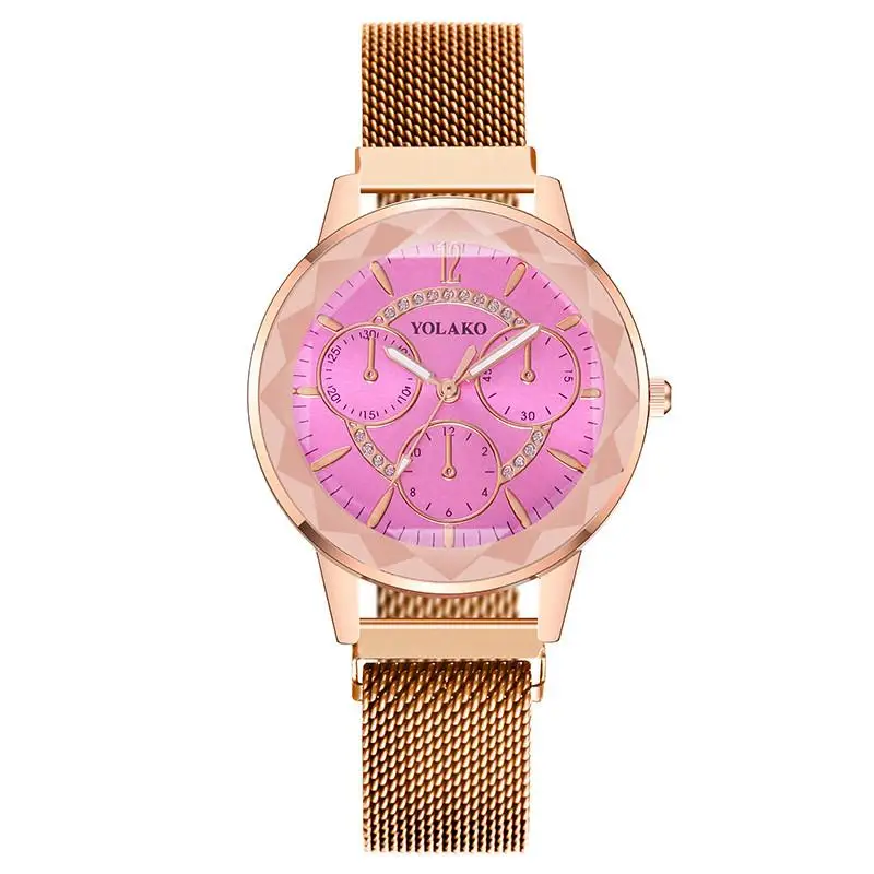 

Fashion Women Magnet Buckle Gifts Watches Diamond Luxury Stainless Steel Mesh Band Female Wristwatches Casual Quartz Woman Clock