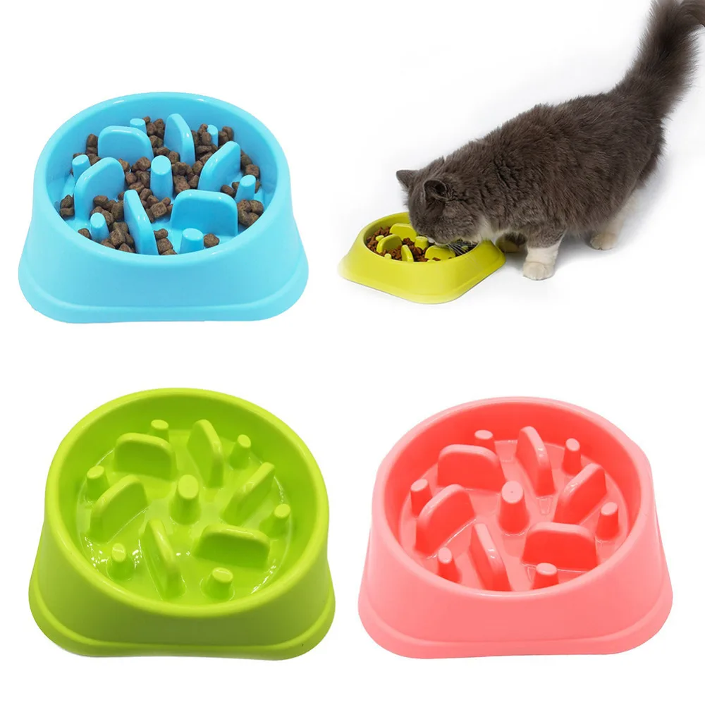 

New 1pcs Slow Dog Feeder Anti Shock Anti-Gulping Durable ABS Healthy Food Bowl Pet Supplies 3 Colors