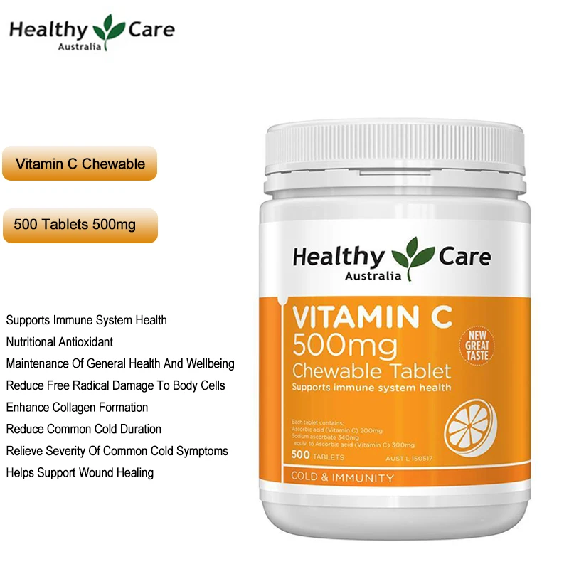 

New Pack Healthy Care Vitamin C 500mg VC Chewable 500Tabs Health Supplements Antioxidants Support Immune system Health Function