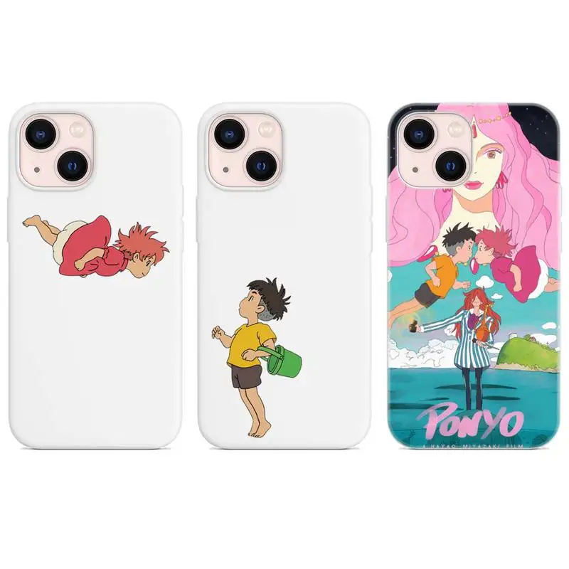 

Ponyo on the Cliff Anime Cartoon Phone Case White Color For iPhone 13 12 Mini 11 Pro X XR XS Max 8 7 6 Plus Coque Funda Shell