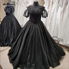 Lakshmigown черное бальное платье свадебное платье со шнуровкой сзади 2022 Abendkleider готические пышные рукава Свадебные платья с открытыми плечами