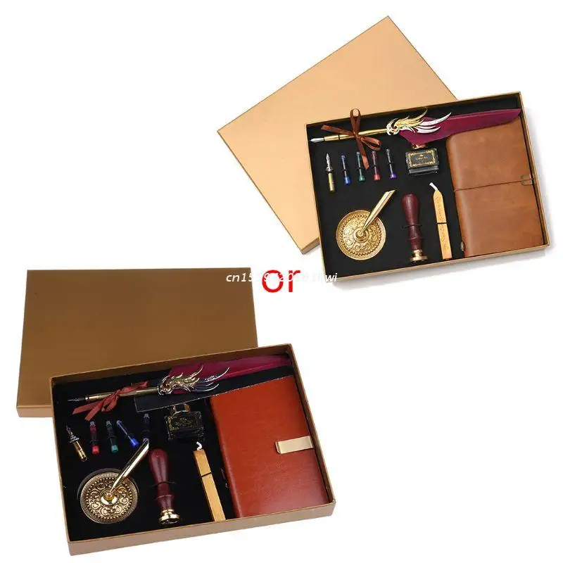 Перьевая ручка в стиле ретро винтажная каллиграфия чернила для письма кожаный