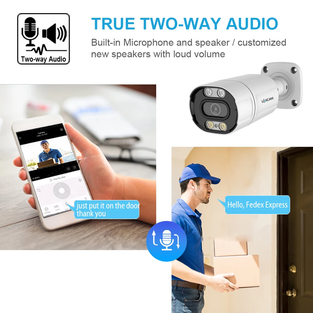 LOXCAM H.265 8 канальная система видеонаблюдения 5 Мп POE NVR двухстороннее аудио ИИ