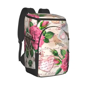 thermal backpack eiffel tower rose stamps waterproof cooler bag large insulated bag picnic cooler backpack refrigerator bag free global shipping