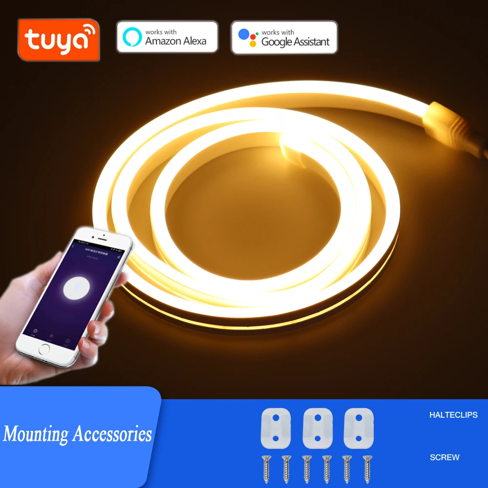 DC12V Wi Fi неоновый светильник LED полосы Tuya Smart приложение лампа лента с кнопочный