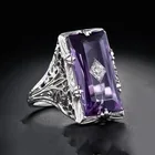 Кольцо обручальное женское, квадратное, серебряное, кольцо с фиолетовым камнем пробы, кольцо для помолвки перстень