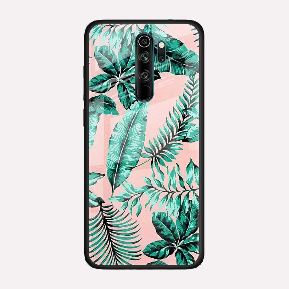 

Vintage Banana Leaf Flowers Case For Redmi Note 9T 9S 8 Pro 9 8T 7 9C 9A 8A 9i 9 Power K30 Pro Tempered Glass Shell Cover Coque