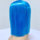 DLME синий цвет короткий парик Боб для черных женщин термостойкие волосы синий синтетический парик фронта шнурка косплей парик