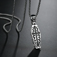 witchcraft vulture coffin pentagram inverted cross stainless steel necklaces pendants women silver color jewelry