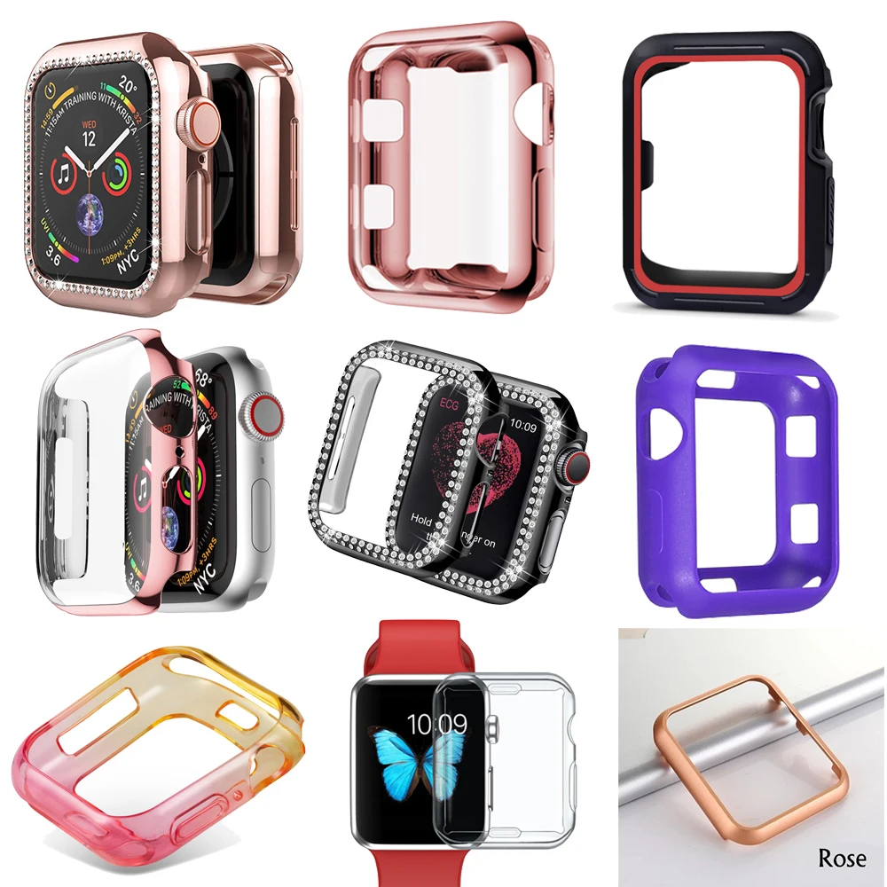 Чехол для Apple Watch 6 band 44 мм 40 цветной защитный чехол часов с бриллиантами бампер iwatch