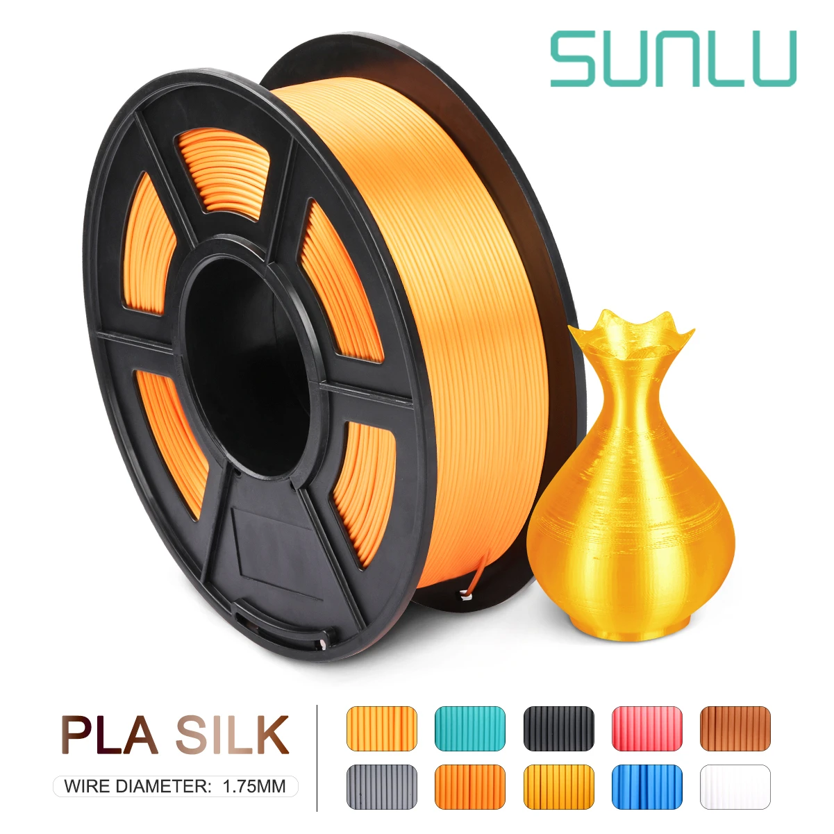 HW-SILK-OR-1KG SUNLU 1,75 мм шелковая нить Pla 1 кг 1,75 мм шелковая 3d нить для 3d принтера полноцветная шелковая нить для рукоделия Художественная печать - Цвет: HW-SILK-OR-1KG