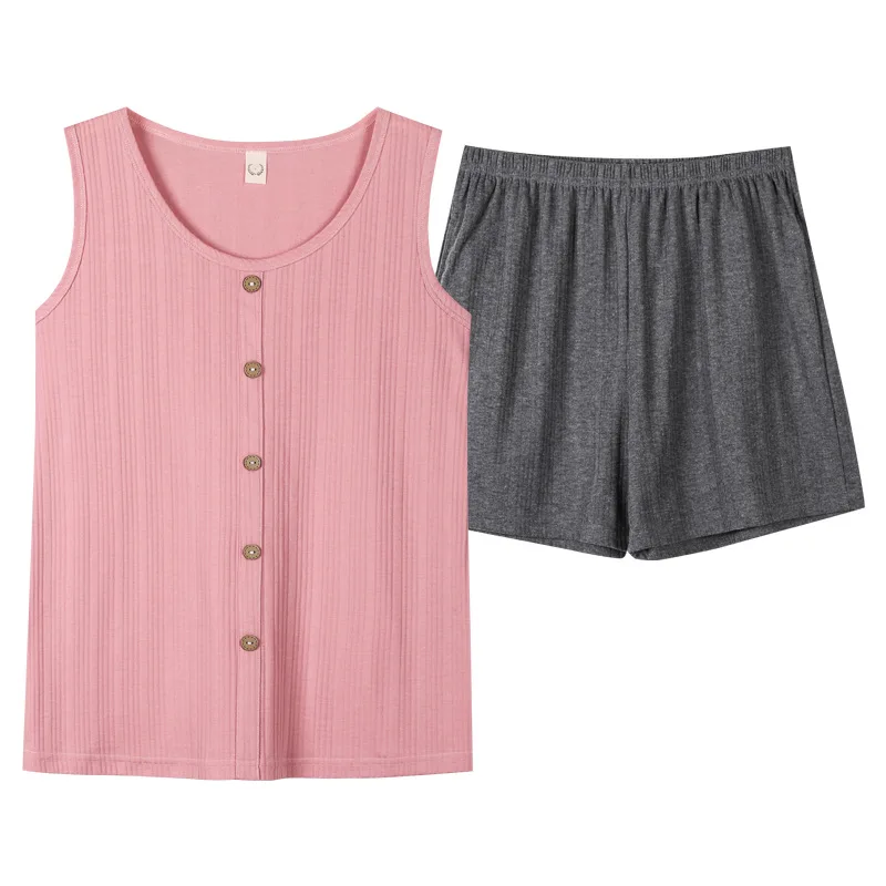 Summer Knitted Cotton Pajamas Set For Women Pyjamas Loungewear Pijama Mujer 2PCS Shirt&Shorts Pajamas Set Plus Size 3XL Homewear
