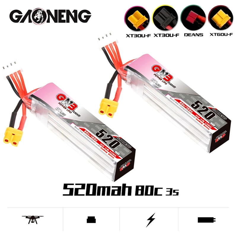 

1-5 шт. GNB 3S 11,4 V 520mAh 80C/160C HV Lipo батарея с XT30U-F вилкой для Betafpv Beta85X Whoop indoor FPV Drone RC запчасти