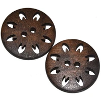 10pcslot 23mm matt coffee wood hollow chrysanthemum flower wooden buttons sewing scrapbooking for coat handmade 2 holes button