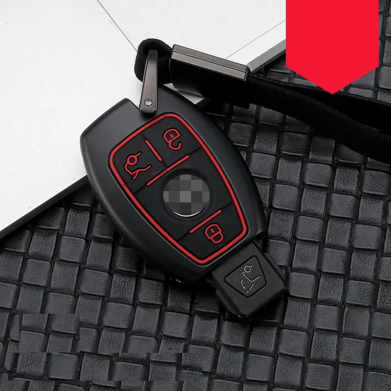3button black red Чехол для ключей из углеродного волокна, защитный чехол для ключей, держатель для Mercedes benz A B R G Class GLK GLA w204 W251 W463 W176 - Название цвета: 3button black red