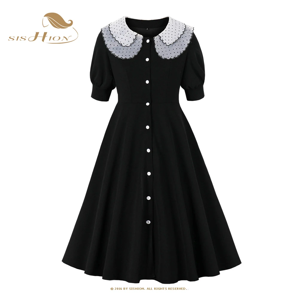 

2022 элегантное женское платье с кружевным воротником в стиле Хепберн VD2641, женское винтажное платье с коротким рукавом, женское платье для ро...