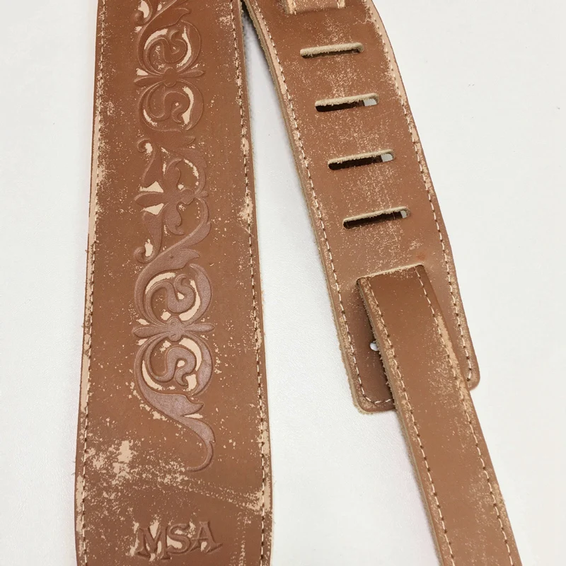 First Layer Buffalo Leather Straps Distressed Embossed Musical Instrument Widening Folk Acoustic Guitar Electric B | Спорт и