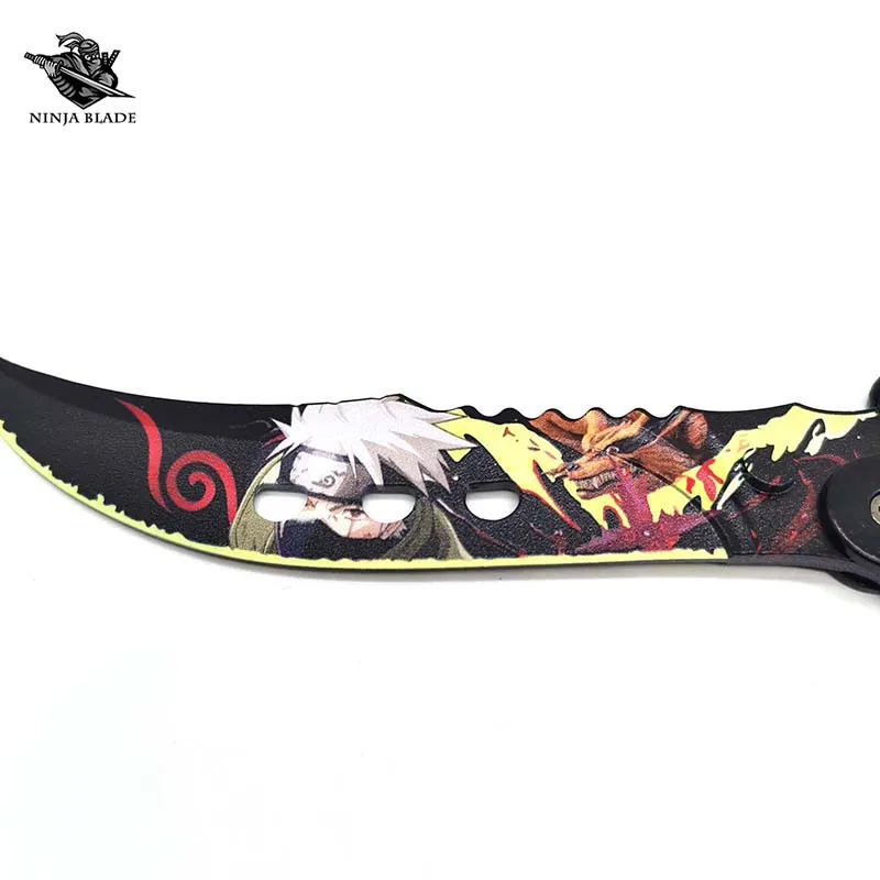Нож-бабочка Kakashi Hatake Узумаки Наруто балисонг изогнутый аниме тупое лезвие для