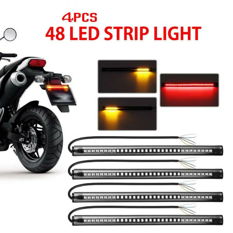 

Tail LED Light Motorcycle Strip 4pcs Accessory Brake DC 12V License Plate