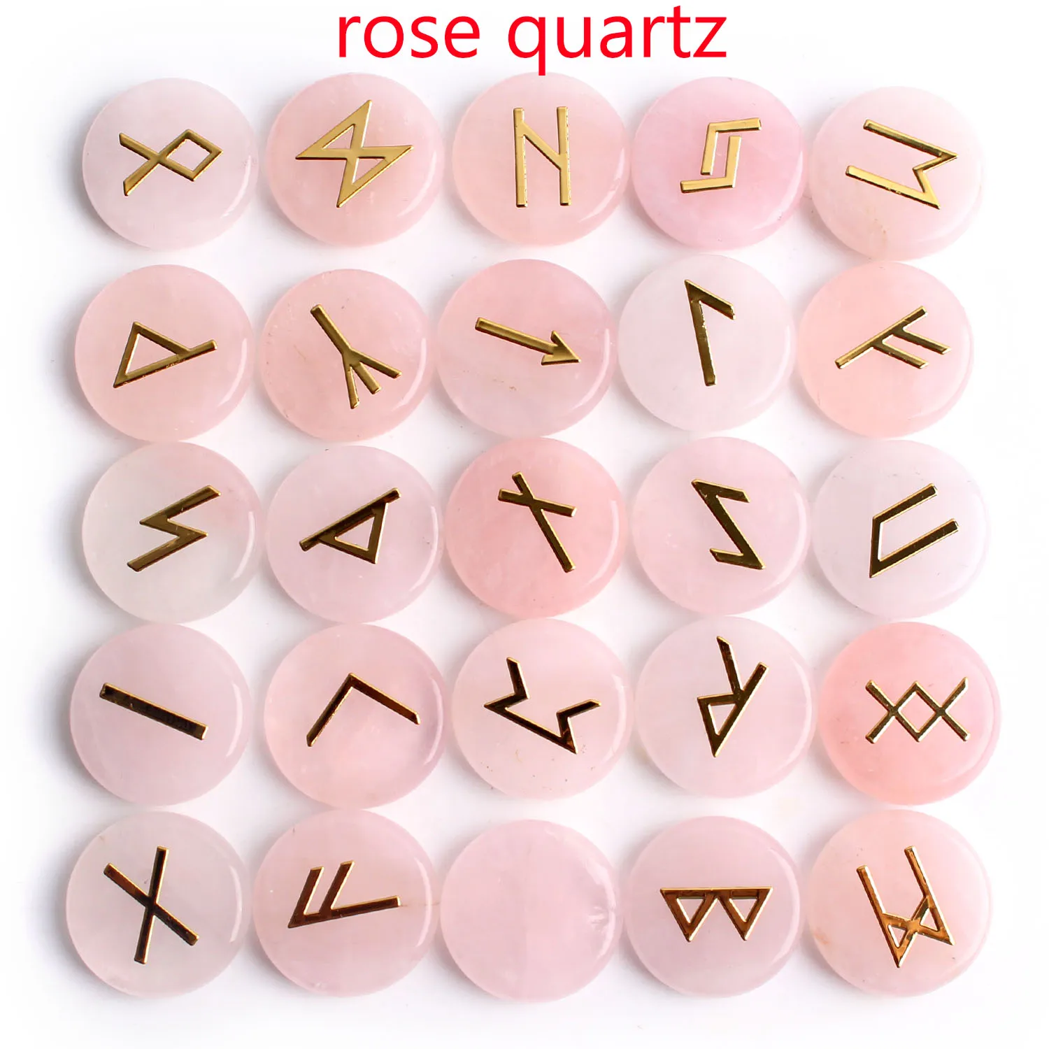 25Pcs Natural Chakra Crystal Golden Fortune-telling Divination Agate Runes Stones Round Copper Metal Sticker Reiki Healing Decor | Дом и сад