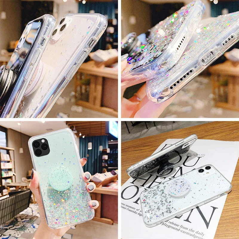 Poco X3 Pro Case For Xiaomi Redmi Note 10 Pro Cases Redmi Note 11 9 8 9S 10S 9C NFC Poco F3 Mi 11 Lite 10T Cover Glitter Funda