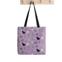 shopper purple witch pack tote bag printed tote bag women harajuku shopper handbag girl shoulder shopping bag lady canvas bag