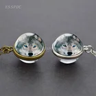 Новое поступление, двухсторонняя подвеска в виде хрустального шара под луной, волк, подвеска, цепочка на свитер, ожерелье